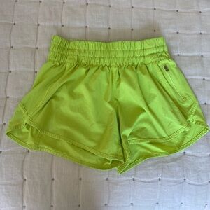 Neon yellow Lululemon shorts